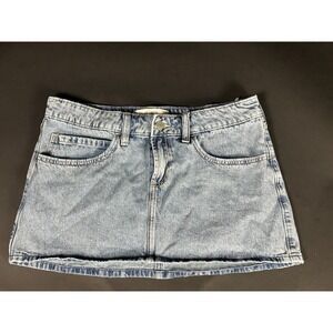 Vintage Hollister Denim Mini Skort Women Size 10 Blue Light Wash Built In Linear